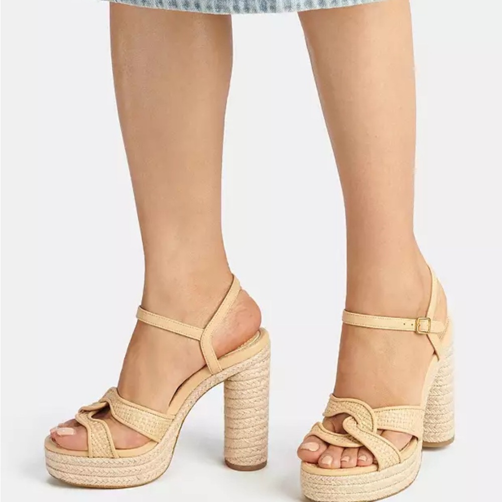 Coach Tan Platform Sandals with Adjustable Straps